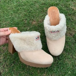 HUNTER Bruson shearling fur lined clogs